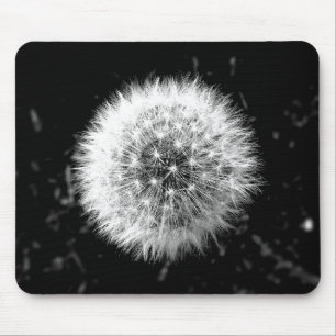 Black and white dandelion mouse mat