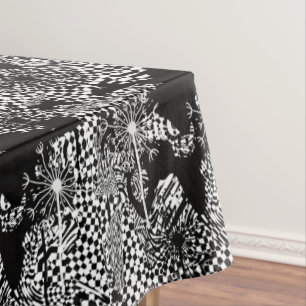black and white dandelion tablecloth