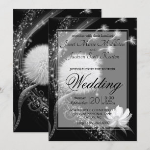 Black and White Dandelion Wedding Invitation