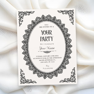 Black and white Dark Romance elegant Invitation