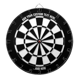 Black and White Dartboard with Custom Text