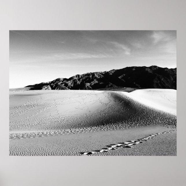 Black and White Death Valley Sand Dunes Poster (Front)