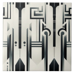Black and White Deco, Columns and Totems Tile