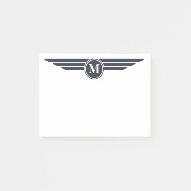 Black and White Deco Style with Monogram Post-it Notes (Front)