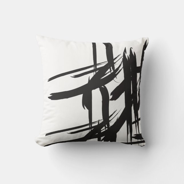Black and white, decorative, abstract cushion (Front)
