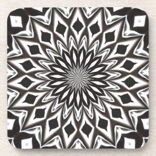 Black And White Decorative Mandala Coaster