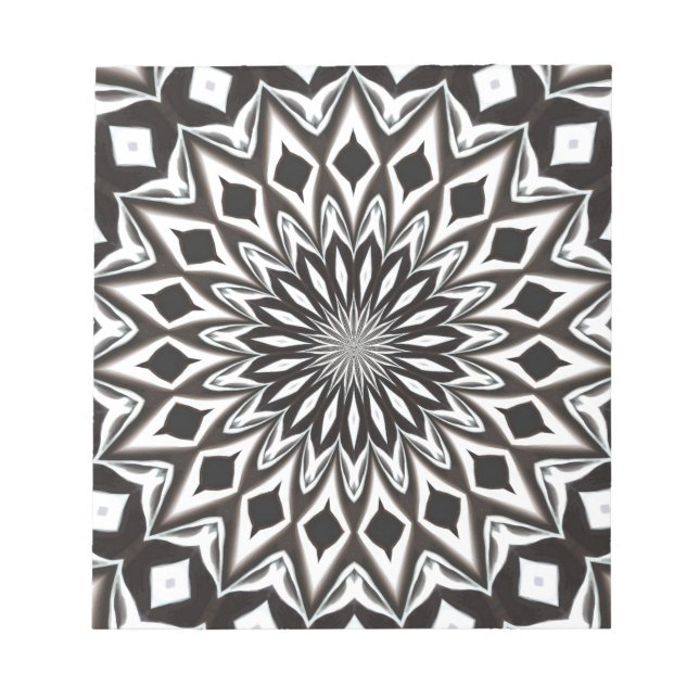 Black And White Decorative Mandala Notepad (Front)