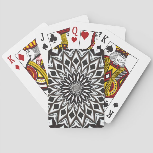 Black And White Decorative Mandala Playing Cards (Back)