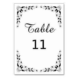 Black and White Decorative Reception Table Card