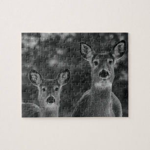 Black And White Deer Jigsaw Puzzle