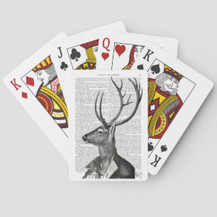 Black and White Deer Portrait Playing Cards