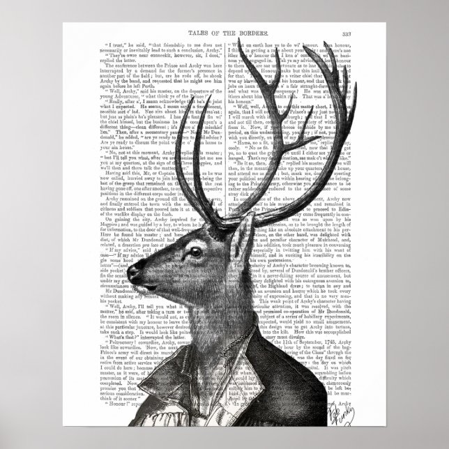 Black and White Deer Portrait Poster (Front)