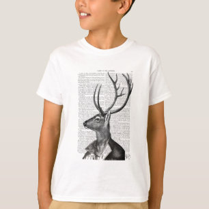 Black and White Deer Portrait T-Shirt