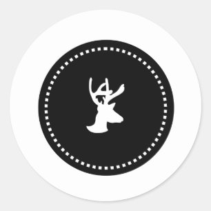 Black and White Deer Silhouette Christmas Stickers