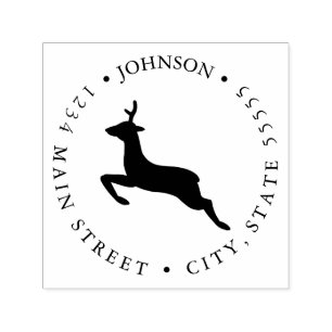 Black and White Deer Silhouette Return Label Self- Self-inking Stamp