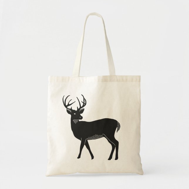 Black and White Deer Tote Bag (Front)