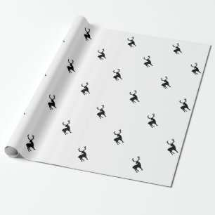 Black and white deer wrapping paper