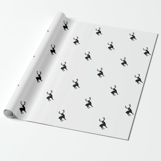 Black and white deer wrapping paper (Unrolled)