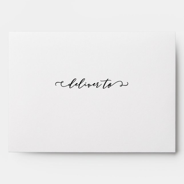 Black and White Deliver to Wedding Return Address Envelope (Front)