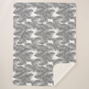 Black and White Desert Palm Sherpa Blanket