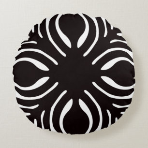 Black and white designed decor round cushion