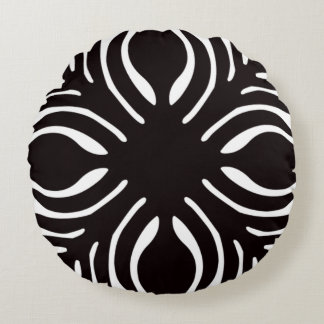 Black and white designed decor round cushion