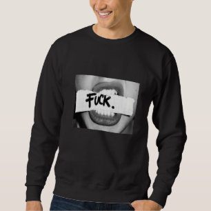 Black and white designer t-shirt, lips with saying sweatshirt
