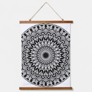 black and white detail mandala hanging tapestry