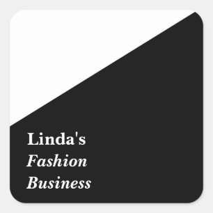 Black and white diagonal line square sticker