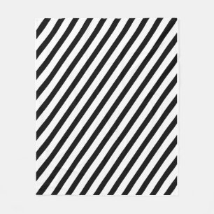 Black and White Diagonal Stripes Fleece Blanket