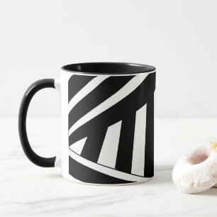Black and White Diagonal Stripes  Mug