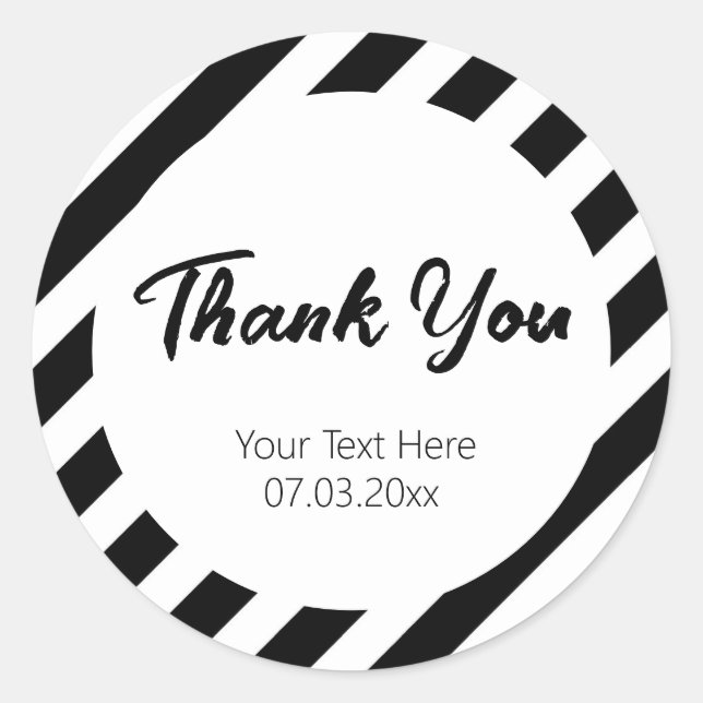 black and white diagonal stripes pattern classic round sticker (Front)