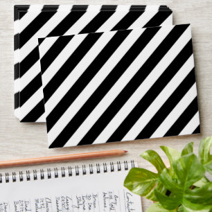 black and white diagonal stripes pattern envelope