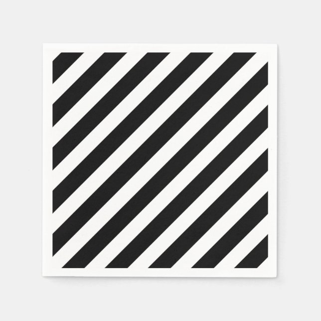 black and white diagonal stripes pattern napkin (Front)