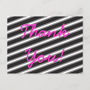 Black and White Diagonal Stripes Pattern Postcard
