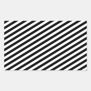 Black And White Diagonal Stripes Pattern Rectangular Sticker