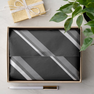 Black and White Diagonal Stripes Tissue Wrap Paper