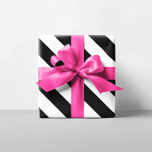 Black and White Diagonal Stripes Wrapping Paper