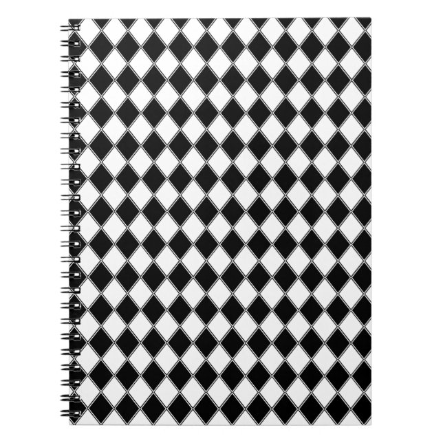 Black and White Diamond Argyle Pattern Notebook (Front)