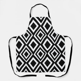 Black and White Diamond Geometric Apron