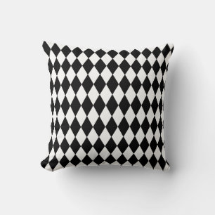 Black and White Diamond Geometric Pattern Cushion