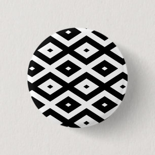 Black and white diamond pattern 3 cm round badge