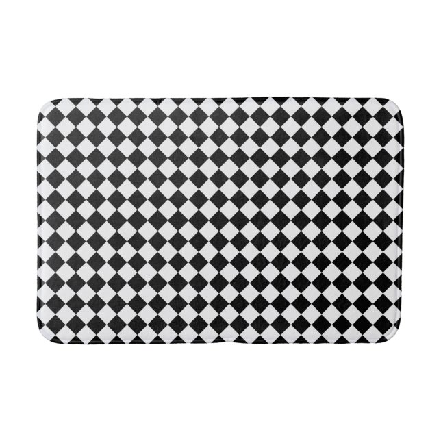 Black And White Diamond Pattern Bath Mat (Front)