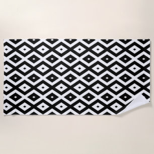 Black and white diamond pattern beach towel