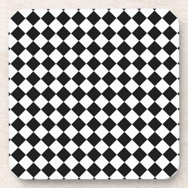Black and White Diamond Pattern by Shirley Taylor Coaster (Front)