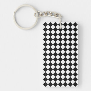 Black and White Diamond Pattern by Shirley Taylor Key Ring
