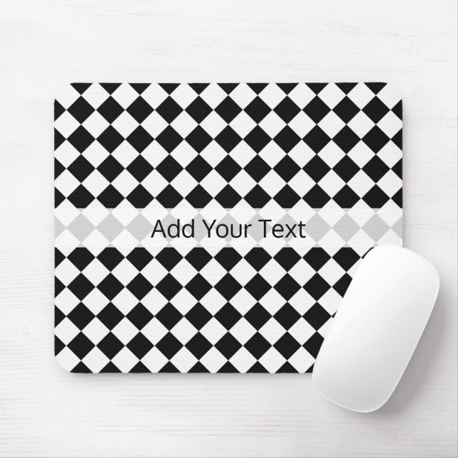Black and White Diamond Pattern by Shirley Taylor Mouse Mat (With Mouse)
