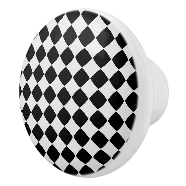 Black and white diamond pattern ceramic knob (Right)