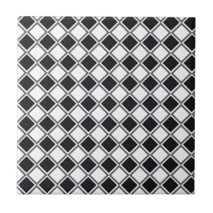 Black and White Diamond pattern Ceramic Tile