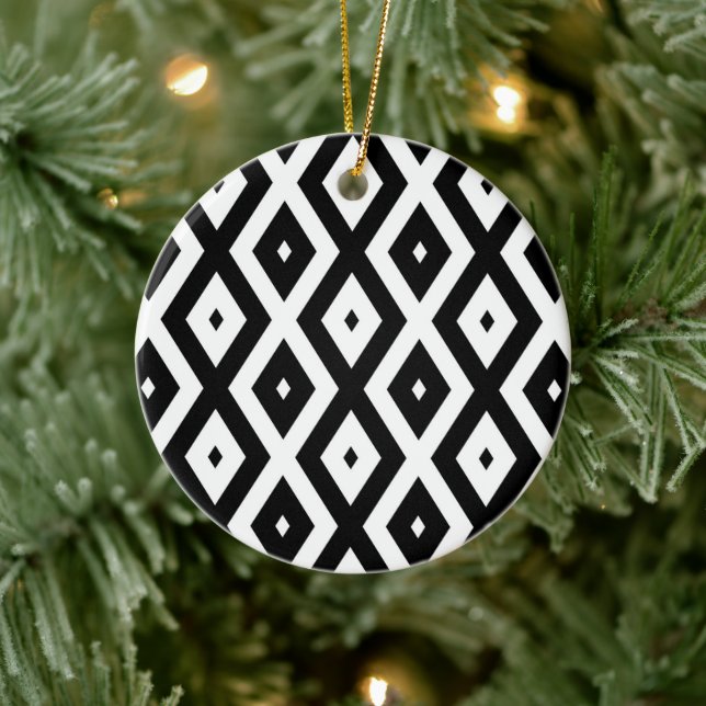 Black and white diamond pattern ceramic tree decoration (Tree)